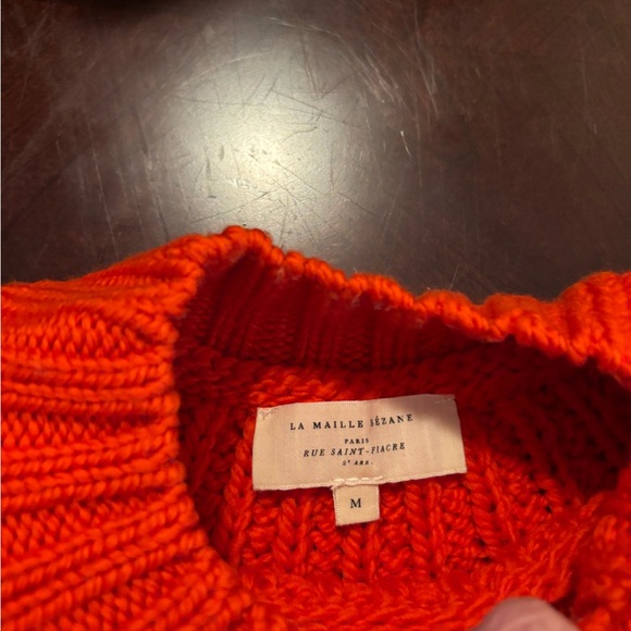 Sézane Vibrant Red Cable Knit Sweater, medium - Picture 2 of 3